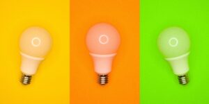 yellow, orange, and green light bulbs