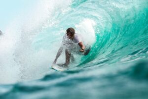 surfer riding a big wave