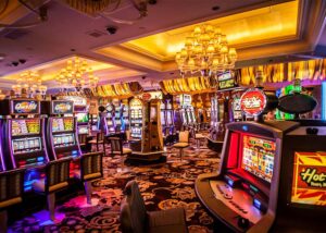 casino slot machines all making a cacophony of sound