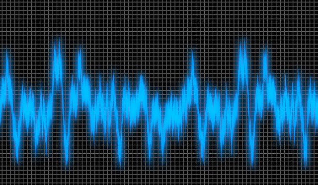 blue soundwave with black background